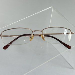 Italy Design Womens Eyeglass Frames Gold Tone Wire Rimmed Half Rimless Glasses